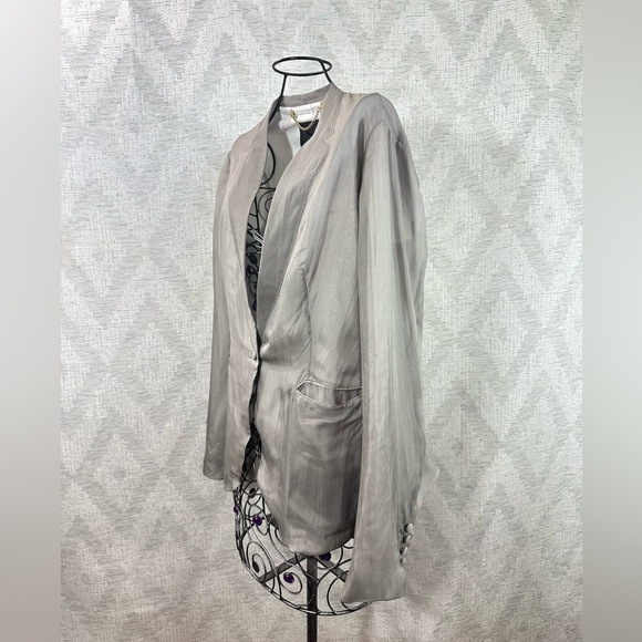 Robert Rodriguez grey 100% silk blazer size 8 - Picture 7 of 9